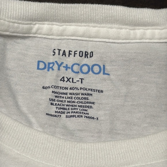 Men’s Stafford White Short Sleeve Tees DRY + COOL 4XL TALL 3 Pack Bundle T-shirt - Picture 1 of 4